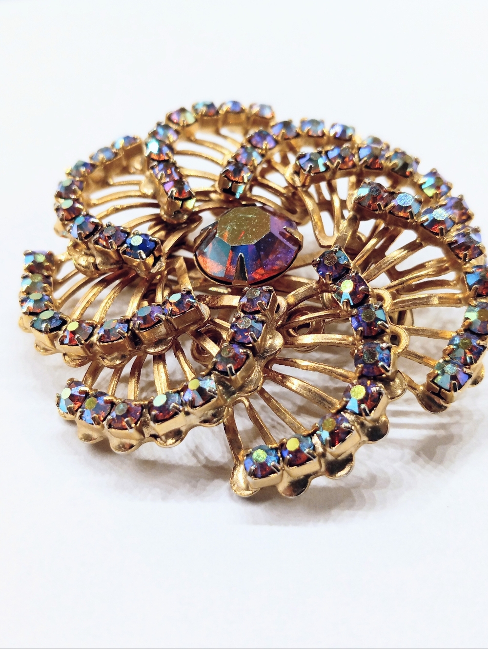 Vintage Swirling Rhinestone Brooch